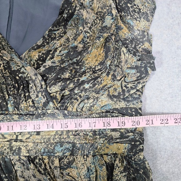 Coldwater Creek Midi Dress 18 Abstract V Neck Short Sleeve Gathered Waist Church - Picture 8 of 13